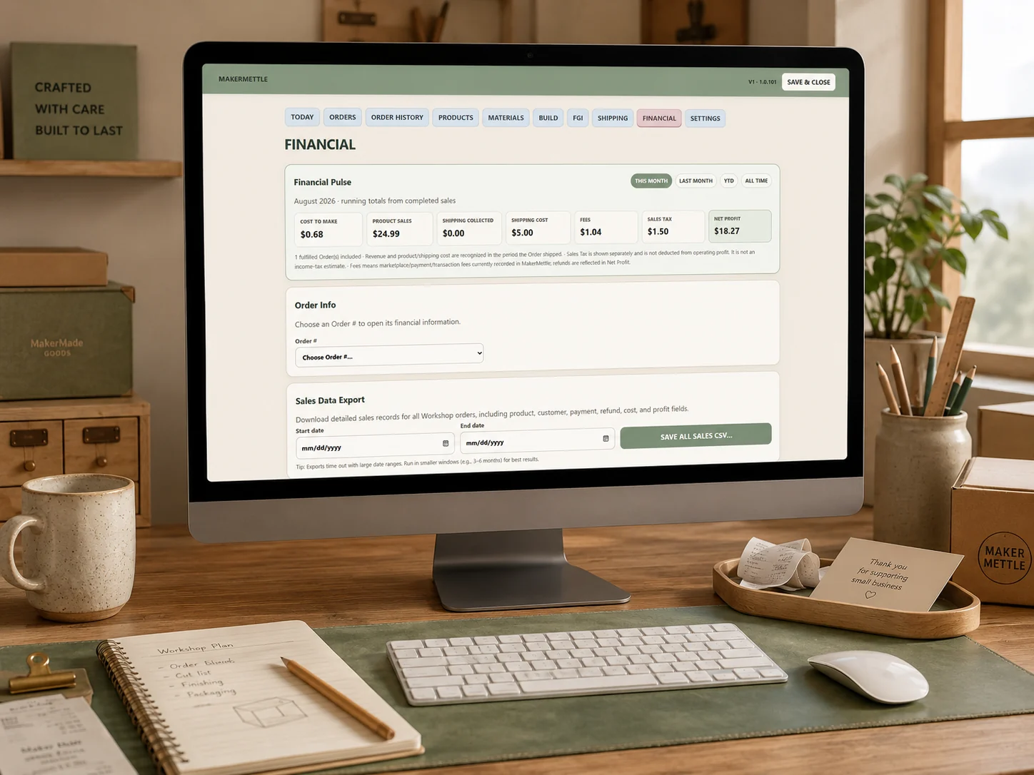 MakerMettle Financial Pulse in a maker workspace