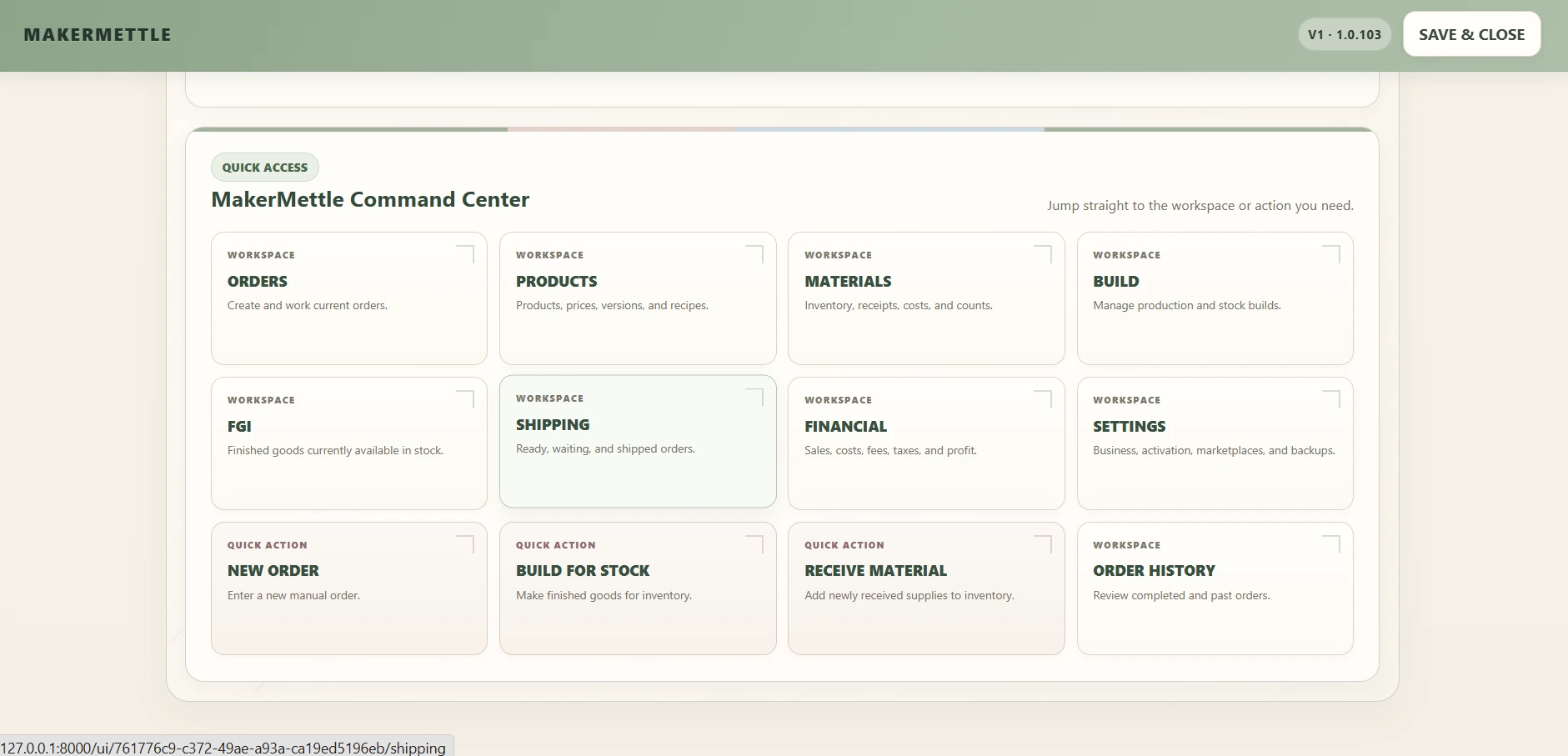 MakerMettle Today Command Center