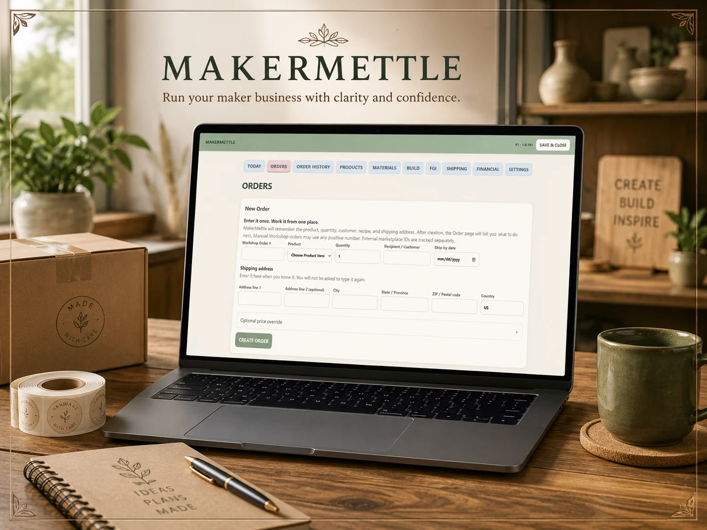 MakerMettle Orders in a maker workspace